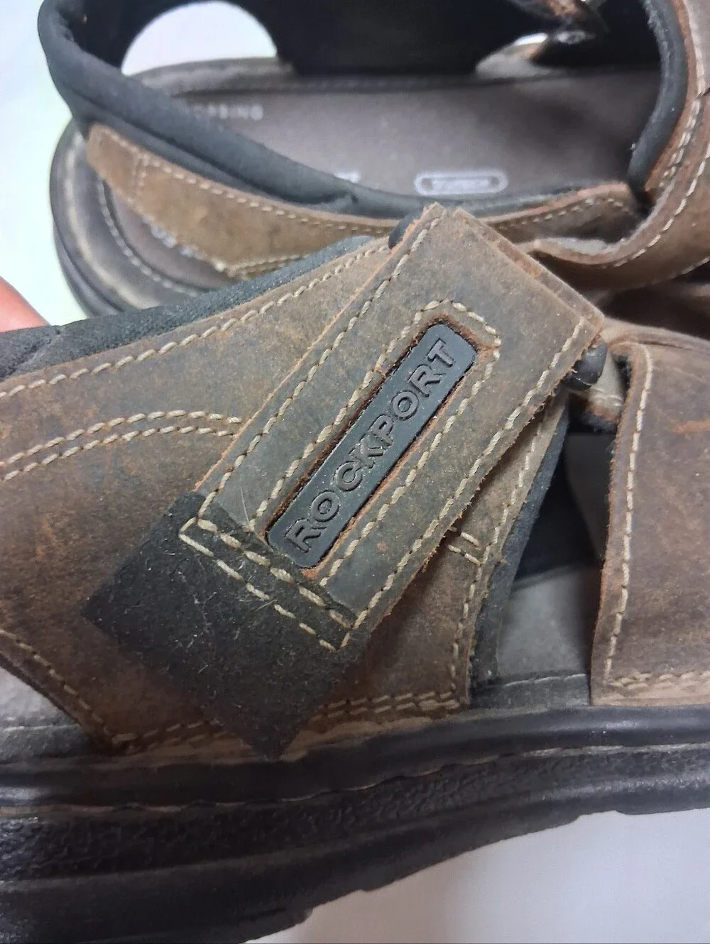 Rockport Brown Leather Fisherman-Style Men's Sandals Size 12 Preowned